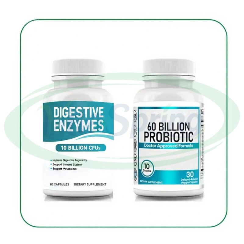 Probiotics Capsule Manufacturer - 60 Billion Vegan with Digestive Enzymes for Gut Health & VitaSpring OEM ODM