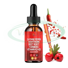 Cayenne Pepper Drops Manufacturer - with Hawthorn Vitamin D3 K2 Beet Root Turmeric Curcumin & VitaSpring OEM