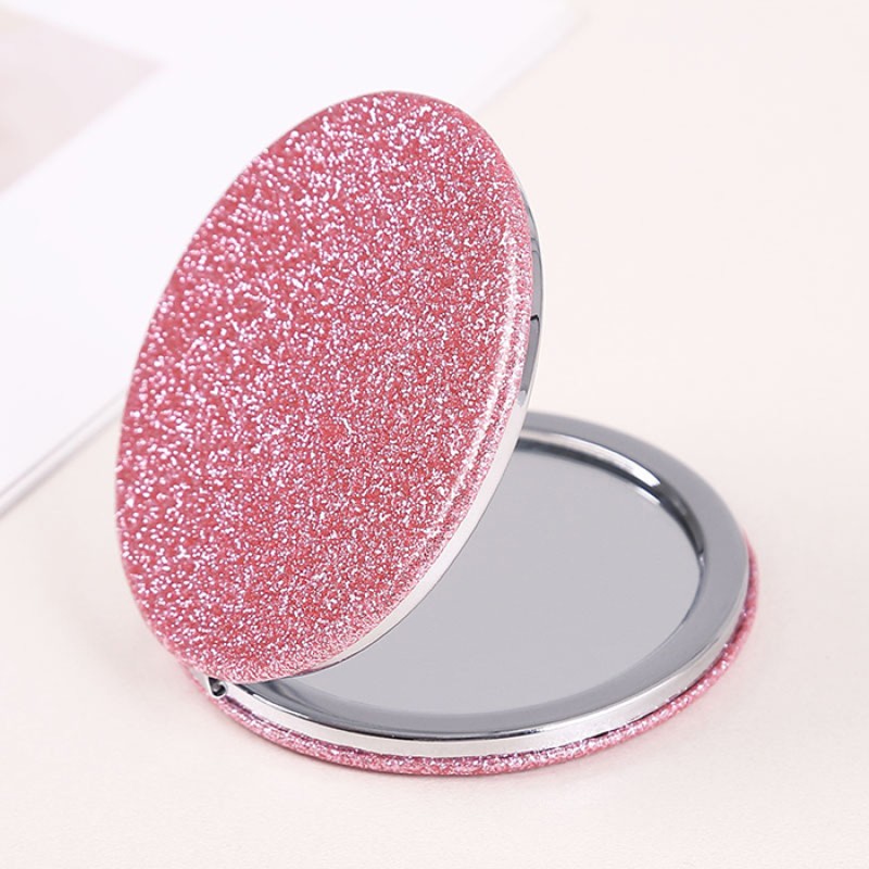 Portable Mirror Manufacturer - OEM Small Folding Gold Pu Leather Handheld Compact