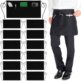 Waitress Apron Manufacturer - OEM Custom Logo Waiter Half Waist Apron Long Straps