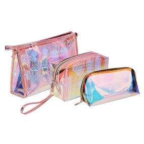 Travel Cosmetic Bag Supplier - OEM Laser Holographic Makeup Organizer Bag Custom
