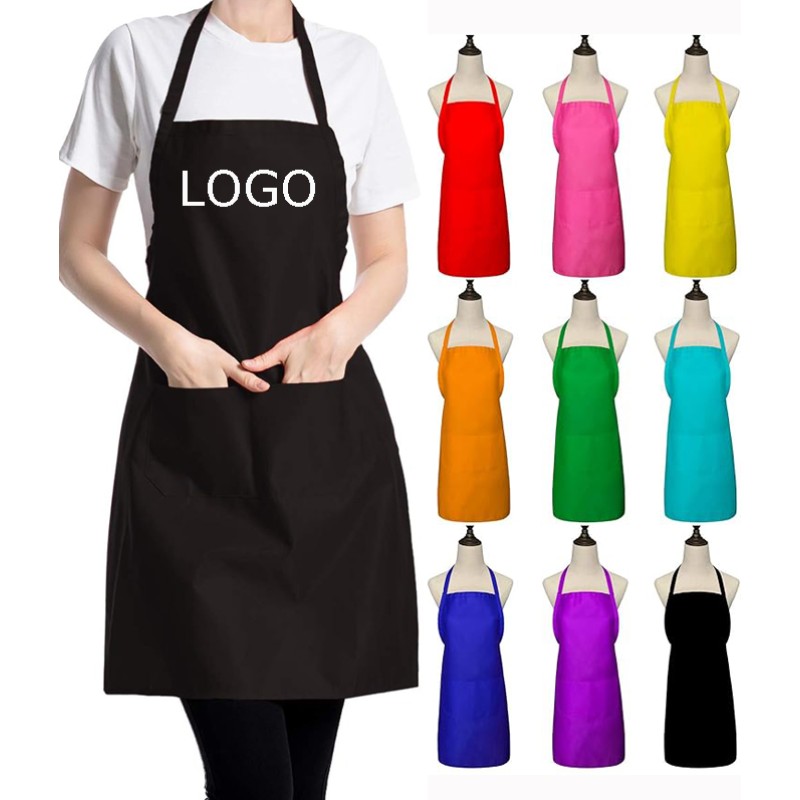 Unisex Apron Factory - OEM Bib Apron with 2 Pockets Adjustable Waterproof
