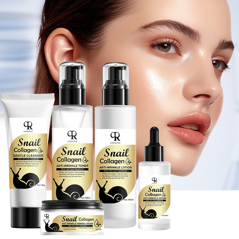 Snail Skin Care Set Manufacturer - Mucin Collagen Cleanser Serum Moisturizer Cream