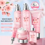 Sakura Facial Set Manufacturer - Custom 6pcs Moisturizing Fine Lines Brighten Cleanser Eye Cream