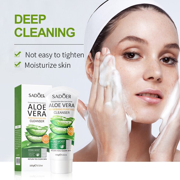 Facial Cleanser Manufacturer - Aloe Vera Gentle Deep Cleaning Hydrating Brightening Whitening Foaming & SADOER OEM ODM