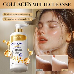 Body Wash Manufacturer - 500ml Collagen Gentle Cleansing Moisturizing Whitening Shower Gel & SADOER OEM