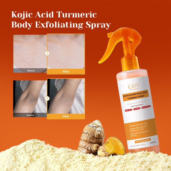 Body Brightening Spray Manufacturer - with Kojic Acid Turmeric Peeling Solution Gently Exfoliates Dead Skin