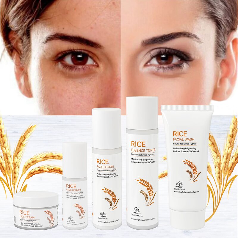 Skin Care Set Manufacturer - Rice Extract Natural Organic Whitening Moisturizer Face Serum Cream & Private Label