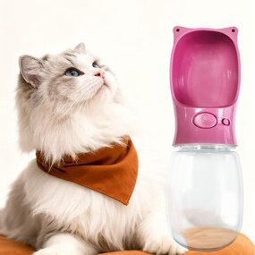 Pet Water Bottle - 350ML Portable Travel Cat Dog Drinking Dispenser Feeder