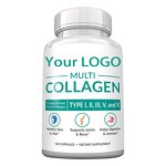 Multi Collagen Protein Capsules - Type I II III V X Eggshell Fish Beef Collagen Peptides