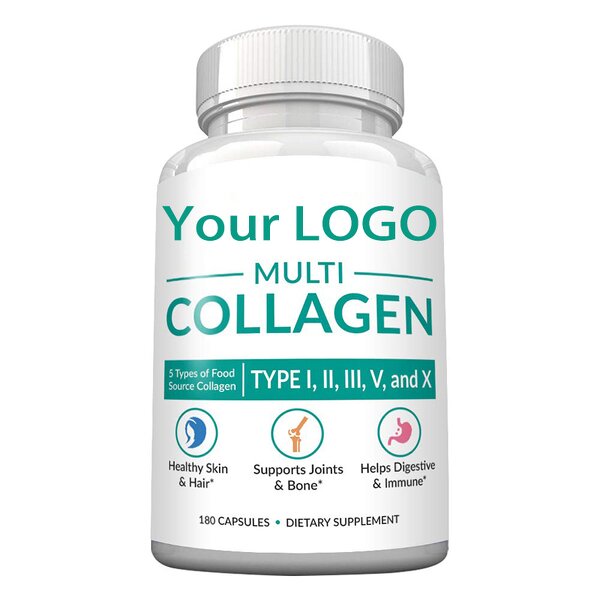 Multi Collagen Protein Capsules - Type I II III V X Eggshell Fish Beef Collagen Peptides