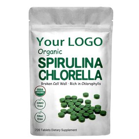 Chlorella Spirulina Tablet - Organic Chlorophyll Vegan Protein Digestive Function
