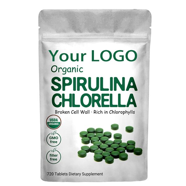 Chlorella Spirulina Tablet - Organic Chlorophyll Vegan Protein Digestive Function