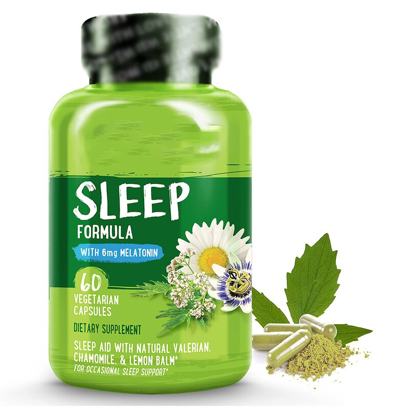 Sleep Aid Capsules - Vegan Chamomile Valerian GABA Magnesium Melatonin Plant-Based