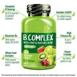 Vitamin B Complex Capsules - Vegan CoQ10 Choline Biotin B6 Folate B12 Energy Support