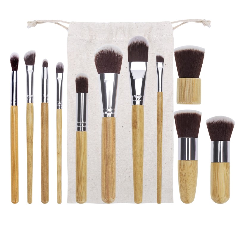 Wooden Makeup Brush Factory - 11pcs Natural Handle Set