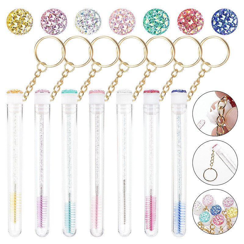 Eyelash Brush Supplier - Keychain Tube Gold Glitter Comb