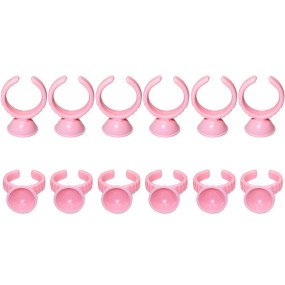 Disposable Glue Ring Factory - 100pcs Pink Plastic Holder