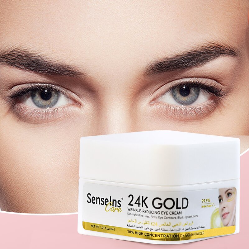24K Gold Eye Cream - Organic Wrinkle-Reducing Eye Bags Removal Bright Lift Firming