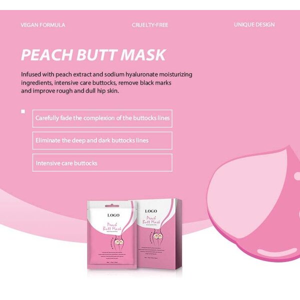 Peach Butt Mask - Cruelty-free Vegan Fruit Firming Lifting Smoothing Hip Care Sheet