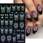 Nail Stickers Manufacturer - Christmas Style Hot Stamping Laser Diamond Effect Halloween 3D Spider Web Bow