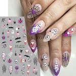 Nail Art Sticker Manufacturer - Halloween 3D Funny Cartoon Ghost Pumpkin Witch Long Nail DIY Application