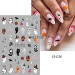 Nail Art Sticker Manufacturer - Halloween 3D Funny Cartoon Ghost Pumpkin Witch Long Nail DIY Application