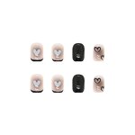 Nail Art Wholesale Supplier - Black Love Short Square Pattern White Appearance Plastic 24pcs for Women