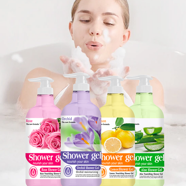 Body Wash Manufacturer - Private Label 1380ml Anti Aging Shower Gel Lemon Orchid Aloe Vera Rose Lotion for Unisex & SKIH