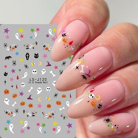 Nail Art Sticker Manufacturer - Halloween 3D Funny Cartoon Ghost Pumpkin Witch Long Nail DIY Application