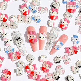 Nail Rhinestones Wholesale Supplier - KT Cat Hello Kitty Ice Transparent Resin Sweet Cute Cartoon Diamond Decoration