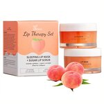Peach Collagen Lip Set - Private Labeling Scrub and Balm Kit Natural Organic Exfoliator