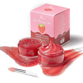 Berries Lip Care Kit - Private Label Sleeping Mask Exfoliator Scrub Lip Balm Vegan Natural
