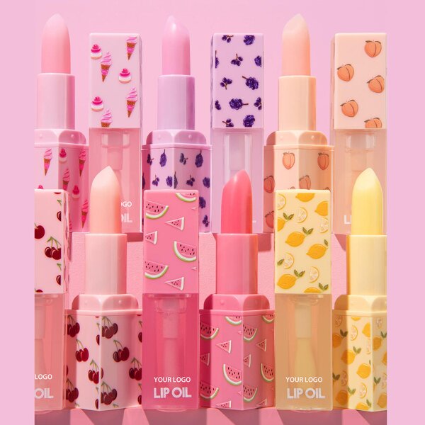 Lip Balm Lip Oil Set - Organic Vitamin E Coconut Oil Hydrating Cherry Lip Butter Private Label