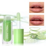 Green Clear Lip Gloss - No Logo Vegan Plant Fruit Flavor Moisturizer Plumping Lip Oil
