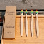 Bamboo Toothbrush - 10 Pcs Eco Friendly Soft Bristles Biodegradable Natural Charcoal Wood