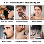6 in 1 Grooming Kit - Waterproof Men Beard Trimmer Hair Clippers Nose Body Precision Trimmer