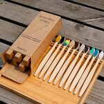 Bamboo Toothbrush - 10 Pcs Eco Friendly Soft Bristles Biodegradable Natural Charcoal Wood