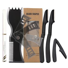 Beard Shaping Template - Men Grooming Styling Tool Adjustable Razors Barber Pencil Perfect Line up