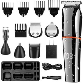 6 in 1 Grooming Kit - Waterproof Men Beard Trimmer Hair Clippers Nose Body Precision Trimmer