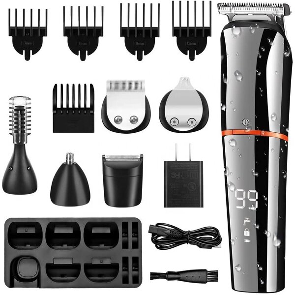 6 in 1 Grooming Kit - Waterproof Men Beard Trimmer Hair Clippers Nose Body Precision Trimmer