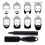 Beard Pencil Filler - Waterproof Long Lasting Micro-Fork Tip with Bristle Beard Brush for Men