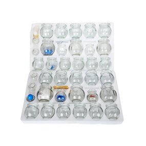 Glass Cupping Jar Set - Professional 42pcs Chinese Acupoint Fire Vacuum Therapy Massager