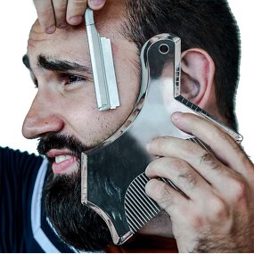 Beard Guide Shaper - Template with Inbuilt Comb Multi-liner Edges Curve Straight Neckline