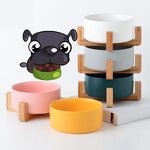 Pet Drinking Bowl - Manufacturer - Wholesale Custom Ceramic Non Slip Dog Cat With Wooden Stand