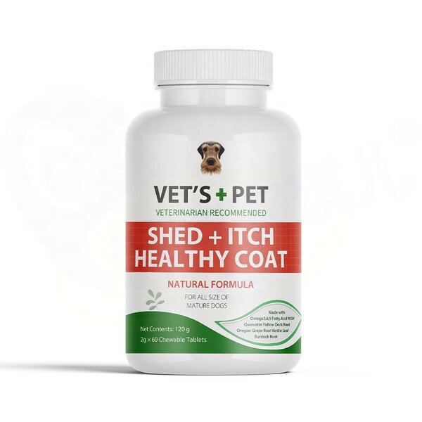 Dog Skin Coat Supplement - Manufacturer - Healthy Coat Shed Itch Relief Allergies Dermatitis