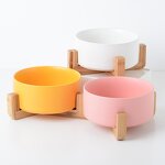 Pet Drinking Bowl - Manufacturer - Wholesale Custom Ceramic Non Slip Dog Cat With Wooden Stand
