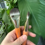 化妆刷厂家-纯素木柄粉底刷