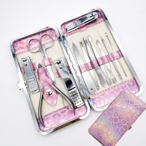 Portable Manicure Set Factory - 12PCS Leopard Print Stainless