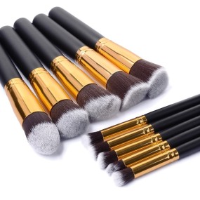 Makeup Brush Set Supplier - 10 PCs Wooden Handle Cosmetics